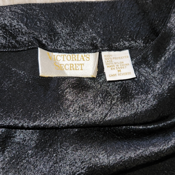 Victoria's Secret Gold Label Glossy Crisscross Back Lace Hem Slip Dress - Picture 3 of 4